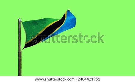waving flag of Tanzania for veterans day on green screen, isolated - object 3D illustration
