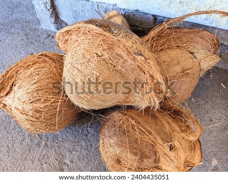 a picture of a coconut that has been peeled from the outer shell