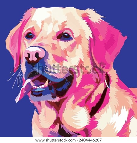 colorful golden retriever dog on pop art style. vector illustration.