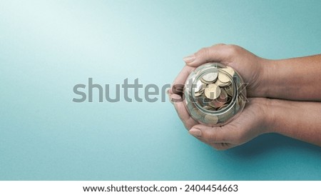 coins glass jar with copy space. Resolution and high quality beautiful photo