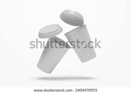 Realistic floating 3d Coffee Cup Mockup on a white background	