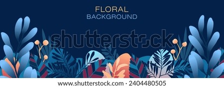 Rich natural background. Fairytale thickets on a dark background. Vector banner