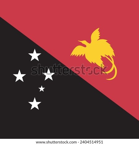 Papua New Guinea flag. Flag icon. Standard color. A square flag. Square icon. Computer illustration. Digital illustration. Vector illustration.