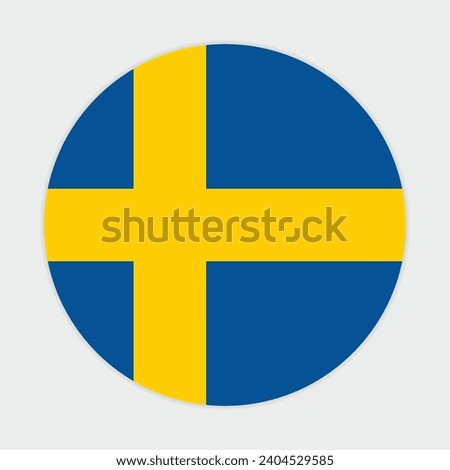 Sweden flag vector icon design. Sweden circle flag. Round of Sweden flag.