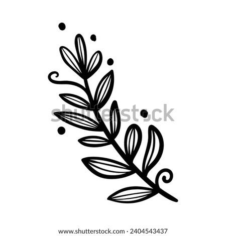 Hand drawn of leaf floral, doodle sketch leaves floral. leaf decoration, floral wreath sketch doodle. Vector Flowers and plants hand drawn illustrations.