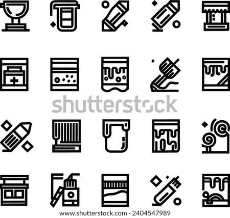 Black and white Simple Set of Brushes and Painting Related Vector Line Icons. Contains such Icons as Spray, Color palette, Paint Bucket and more Editable Stroke