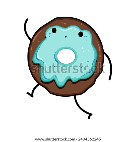 fun donut character cartoon. dessert collection, retro coffee, food mascot fun donut character sign. isolated symbol vector illustration