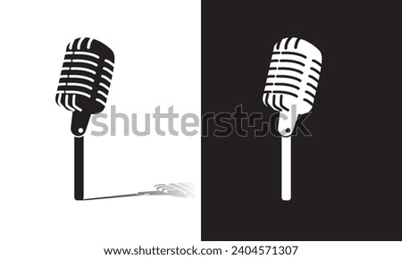 Microphone icon.  Retro, Vintage Microphone Icon on White Background. Microphone vector. Microphone image. Broadcast sign. Vector illustration.