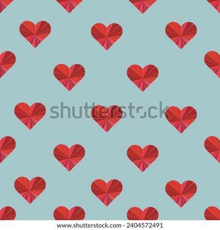 seamless vector pattern of hearts on a gentle blue background by clipping masks