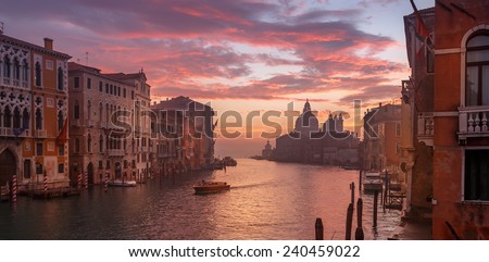 Venice in the early morning/sunrise. Picture taken from the Academy bridge. Italy.