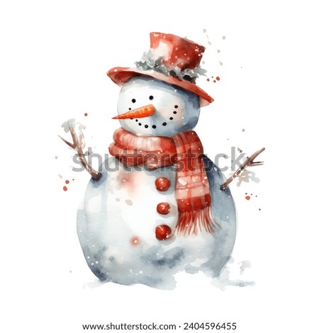 Watercolor Christmas set snowman words