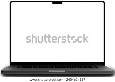 laptop monitor isolated white screen with empty background for mockup
