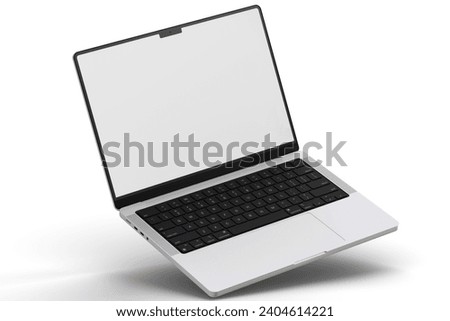 laptop monitor isolated white screen with empty background for mocku