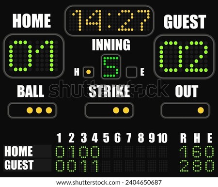 Baseball scoreboard Icon on black background - vector