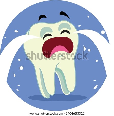 
Sick Tooth Crying Bubble Vector Cartoon Illustration. Distressed Molar suffering a toothache 
