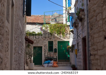 Apartments in a Small lane of an old town area , Sibenik, Croatia.