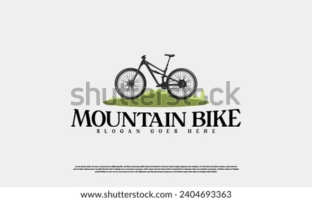 Vintage biking logo badges and labels. Bike silhouette hand drawn