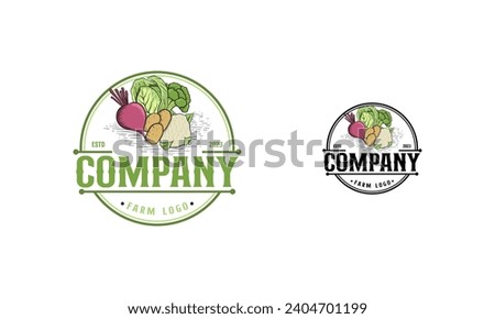 Organic Fresh Product. Vector logo.Farm Fresh badge illustration. Organic product sticker. Farmers Market emblem Royalty-Free Stock Photo #2404701199