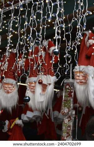 Different types of santa claus for sale in Christmas market