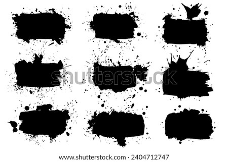 Grunge ink blot backgrounds set with streaks,splashes,spots,dots,streaks.Abstract spot.Splatters of paint, watercolor stain.Use texture for the design of postcards,banners,posters. Isolated.Vector