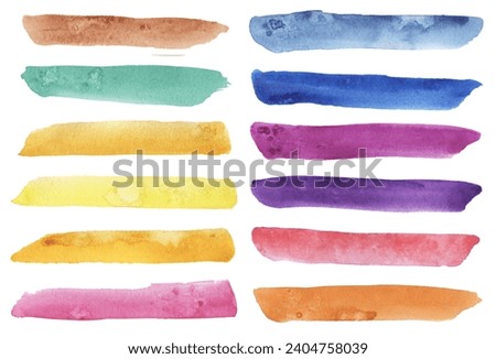 Watercolor hand painted colorful backgrounds clipart set, Brush strokes illustration, Pastel violet, blue spots, Green Splashes Clip art, Yellow Drops, Design elements, Paint splatters