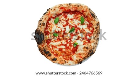 Neapolitan Pizza placed in a plate on a white background