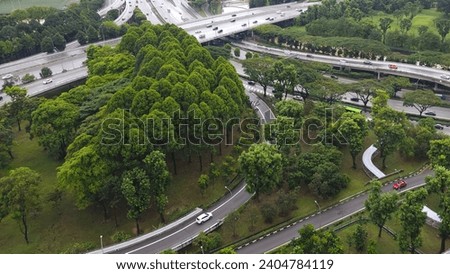 Aerial View of Expressway in Singapore Royalty-Free Stock Photo #2404784119