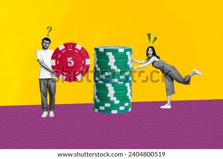 Sketch collage picture of two people playing poker competing winning money isolated on drawing background