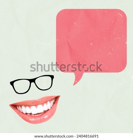 Talking Mouth Concept Art. Creative Art Collage. Speech Bubble Fro Your Text. Textured Background. Poster Creative Design.