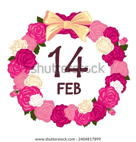 Romantic wreath of roses for Valentine's Day. Illustrated vector clipart.