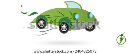 environmentally friendly concept with environmentally friendly cars. concept car imitating green leaves. unique car