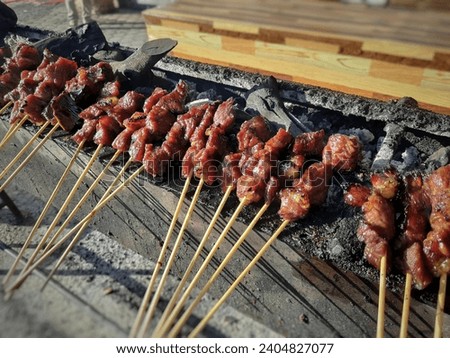 photo of grilled satay background image 