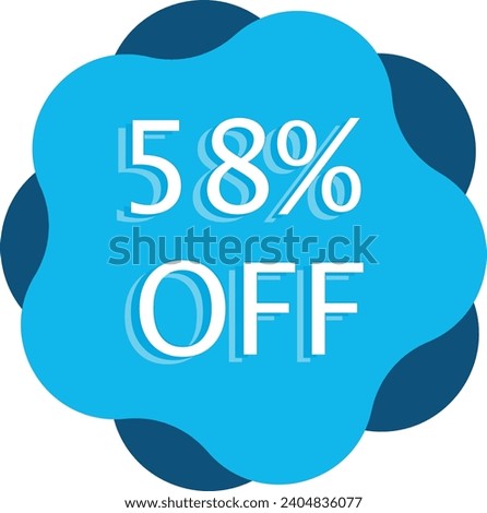 58% Off Discount Blue Vector and Illustration Marketing Announcement in White Background
