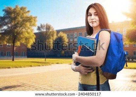 Happy smiling student  in university park