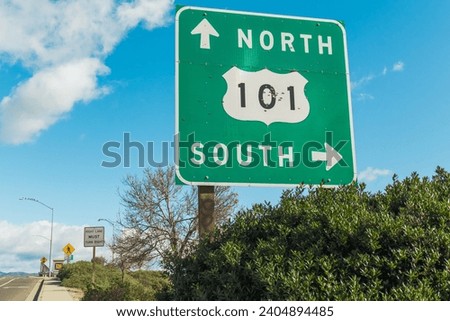101 North and South freeway entrance sign in California