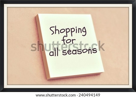Text shopping for all seasons on the short note texture background