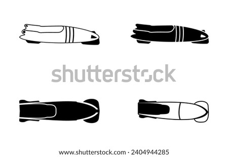 Bobsled Vector Illustration Set With Isolated Clip Art White Background And 
Bobsled Symbol Sport  Ice Equipment Speed, Winner skating, outline And White Background.