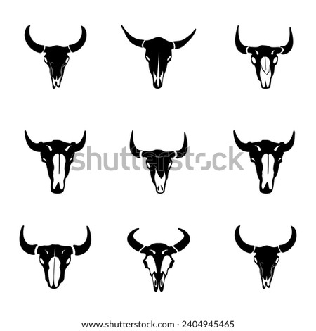 Bison Skull Vector Illustration Set With Isolated Clip Art White Background And
Bison Skull Symbol, Head Bone Cow Bull, Art Silhouette, Sketch Drawing Element.