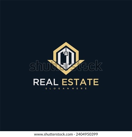 CO initial monogram logo for real estate with home shape creative design