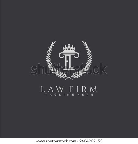 FL letter monogram logo for lawfirm with pillar  crown image design