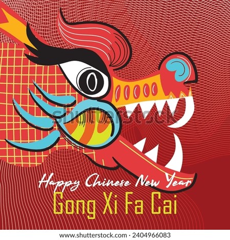 Happy Chinese New Year dragon zodiac sign, flat modern style concept for traditional holiday card, banner, poster, decor element