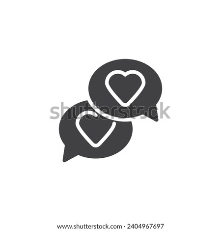 Heart Speech Bubbles vector icon. filled flat sign for mobile concept and web design. Message bubble with hearts glyph icon. Symbol, logo illustration. Vector graphics