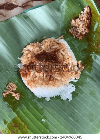 Top down picture of nasi lemak, a malaysian food