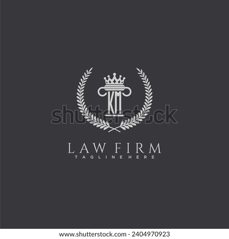 KM letter monogram logo for lawfirm with pillar  crown image design
