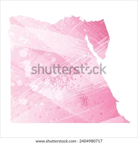 High detailed vector map. Egypt. Watercolor style. Amaranth pink color.