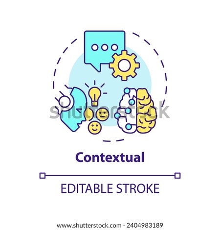 2D editable multicolor contextual icon, simple isolated vector, thin line illustration representing cognitive computing.