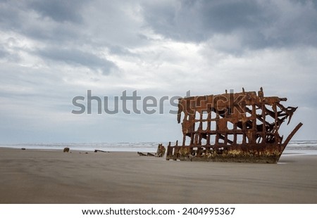 Wreck of the Peter Iredale at Fort Stevens State Park in Oregon, USA Royalty-Free Stock Photo #2404995367