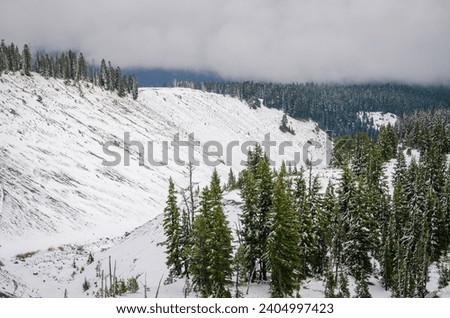 Snow-covered Mount Hood in the Mount Hood National Forest Royalty-Free Stock Photo #2404997423