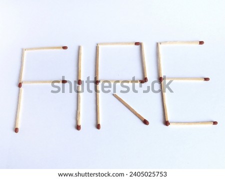 fire safety matches word symbol on white background