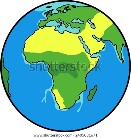 Africa continent in globe shape. Earth hemisphere. World map vector. Royalty-Free Stock Photo #2405031671